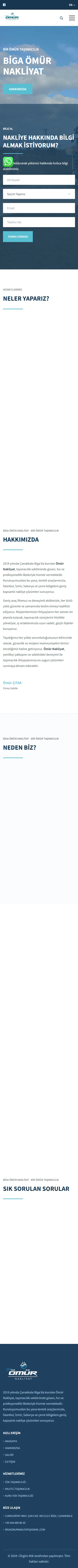 Biga Ömür Nakliyat – Biga Şehirler Arası Yük Taşıma Hizmeti mobil